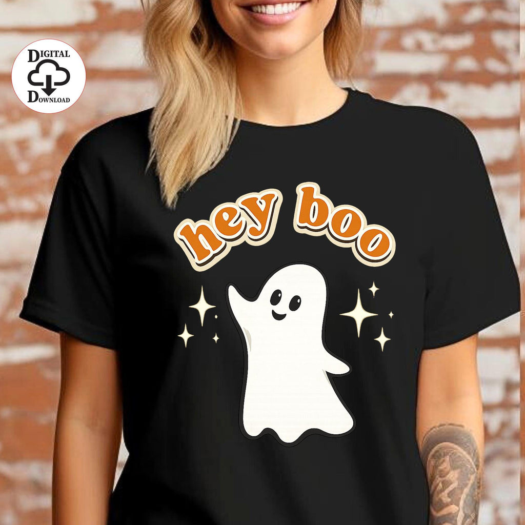 Hey Boo PNG, Kawaii Ghost PNG, Halloween Sublimation Design, Printable Digital File, Cricut PNG Download, Printable Digital Download