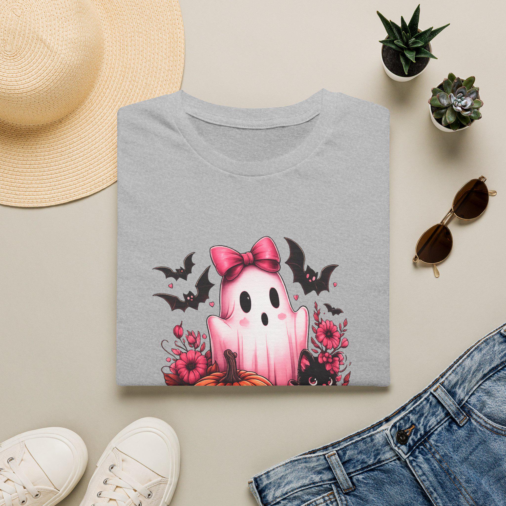 Pink Ghost with Bow T-Shirt | Halloween Halloqueen Design