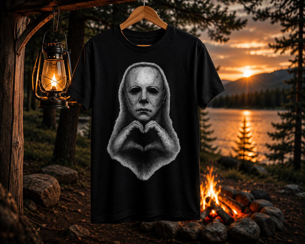 Haunted Mask Portrait T-shirt | Spooky Gothic Horror Graphic